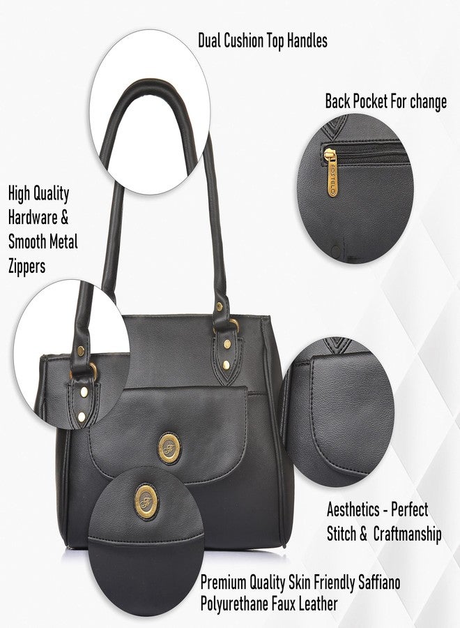 Fostelo Women's Jennie Satchel Tote Handbag for Women | Hobo Bag for Work | Ladies Purse | Stylish Shoulder Bag | Gift For Women | Black - Image 2